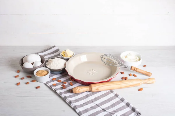 Baking Ingredients Utensils Kitchen Table — Stock Photo, Image