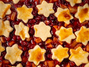 Meyve pasta doldurma görünümü Kapat yıldız ile dekore edilmiştir. 