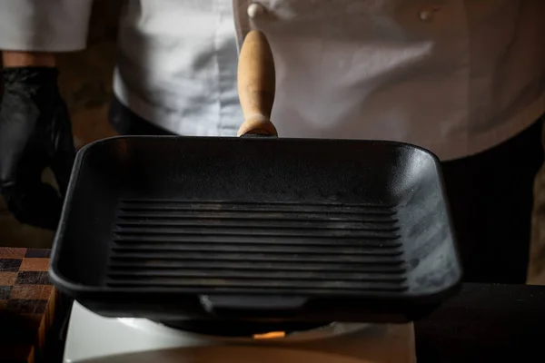 Close View Grill Pan Stove — Stock Photo, Image