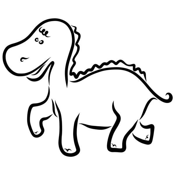 Funny little dinosaur, black outline, children\'s coloring