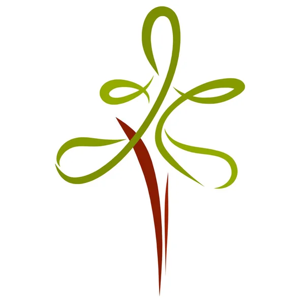 Abstract green tree, creative logo, sketch, nature