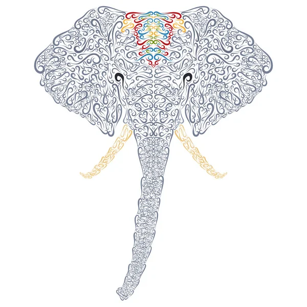 Elephant's head, drawn by curls