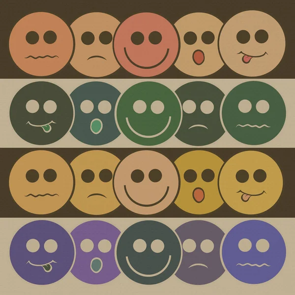 Textured background with sad and cheerful smileys