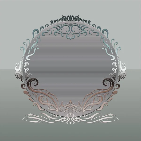 Elegant round frame, painted lines with swirls