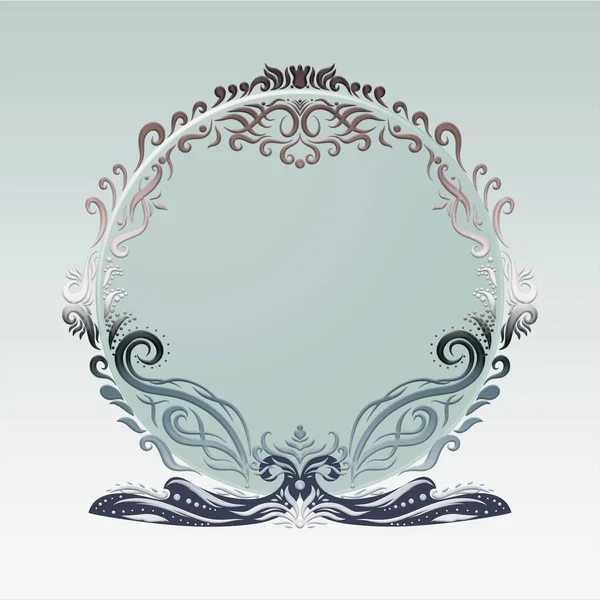 Elegant lilac round frame, painted lines with swirls