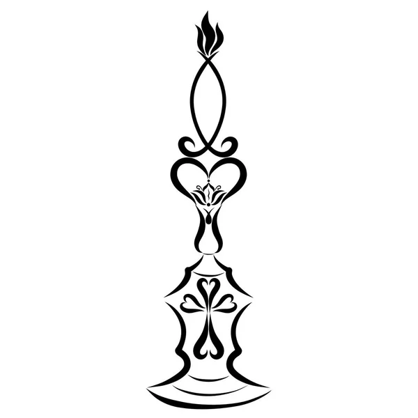 Candle in the form of a symbolic fish on a candlestick with a cross and a lily