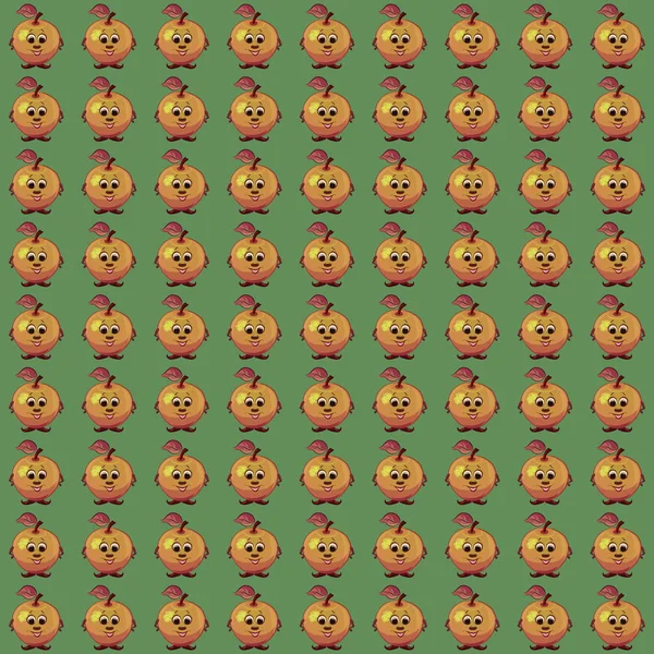 Green background with funny happy apples