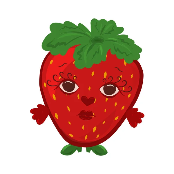 Funny strawberry with face, smiley