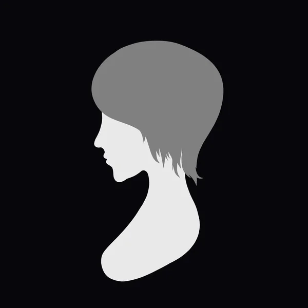 Silhouette of a young woman with a short haircut, profile