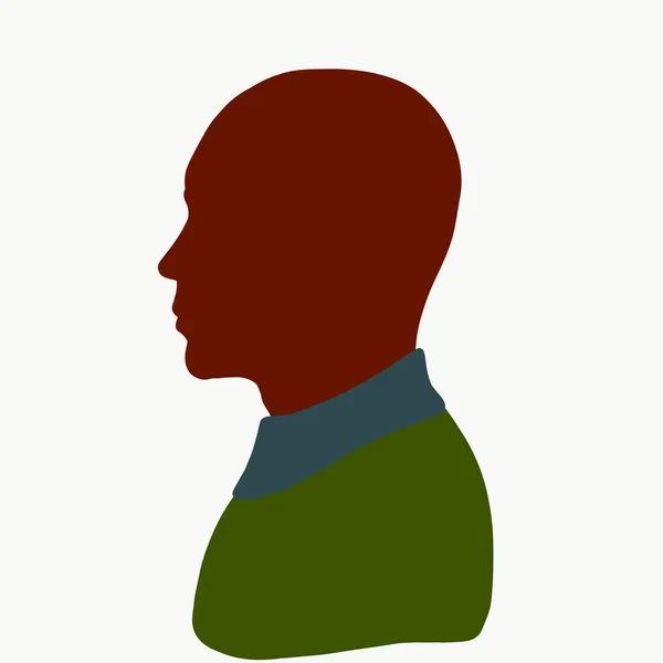 Silhouette of a bald young man in a green sweater, profile