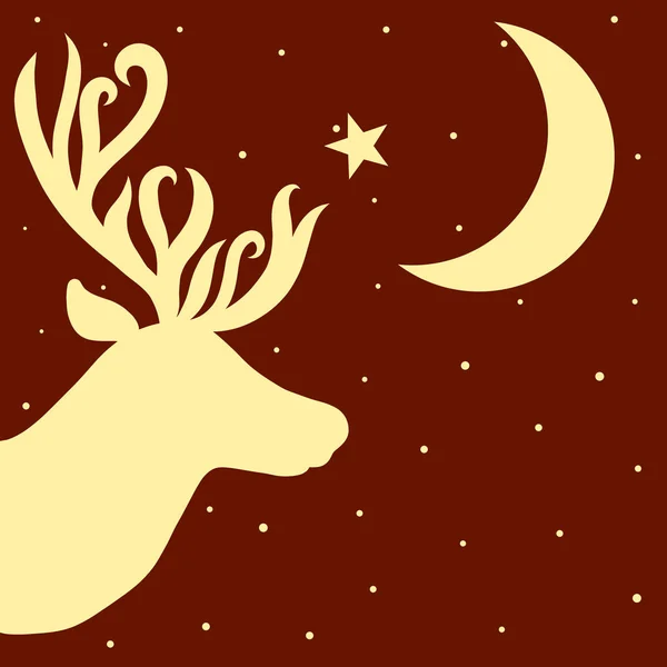 Celebratory starry background with a deer and moon