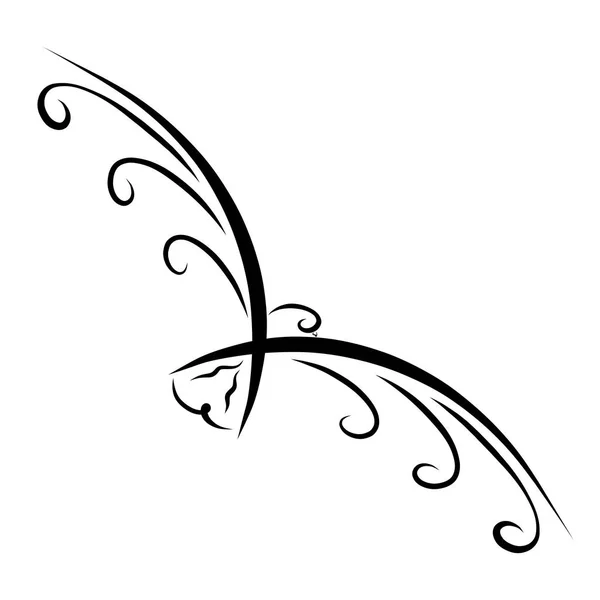 A flying bird, drawn with curls and black lines