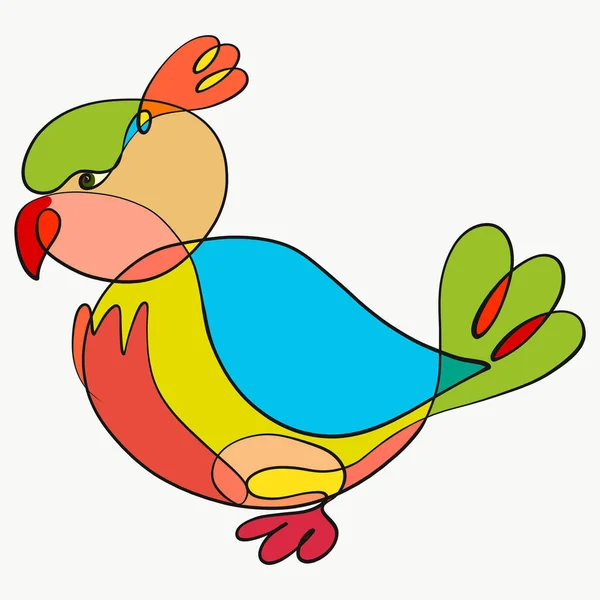 Colorful bird, drawn by one line