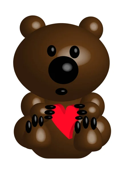 3d bear with heart in paws