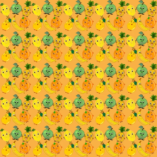 Background with happy and funny fruits