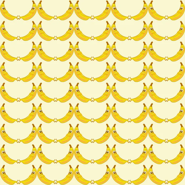 Background with cheerful bananas with faces, hands and feet