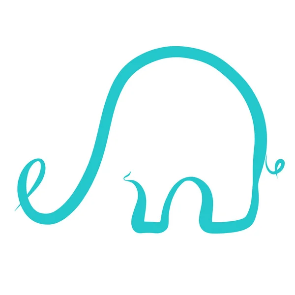 Silhouette of an elephant drawn by a turquoise line