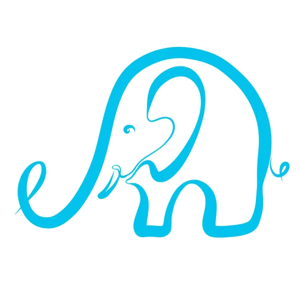 Funny elephant, drawn by one line, logo