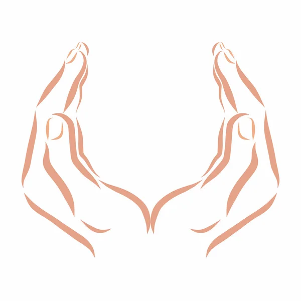 Two hands, a sketch, a logo