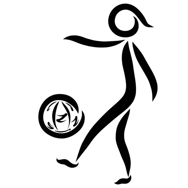 Man kicking the ball, logo with black lines