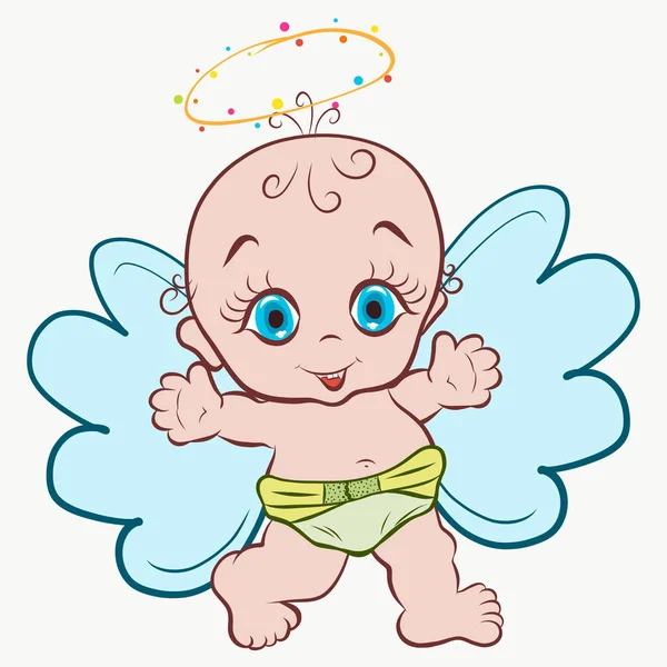 Merry Angel baby with a halo and in a diaper