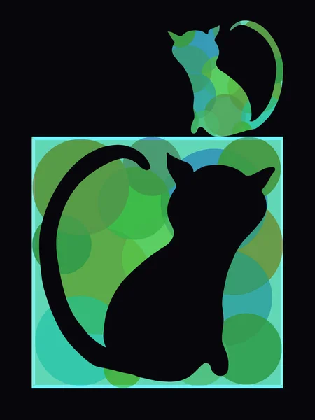 Silhouette of a black cat in a spotted frame