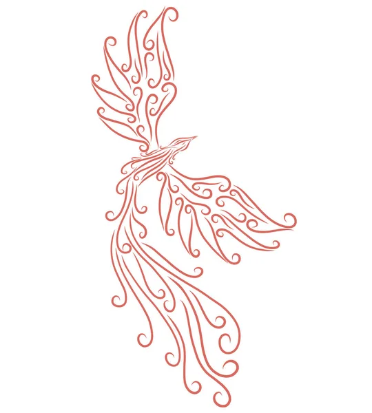 Beautiful elegant fairy bird, drawn curls