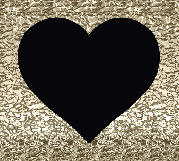 Black heart on a gold background with a texture