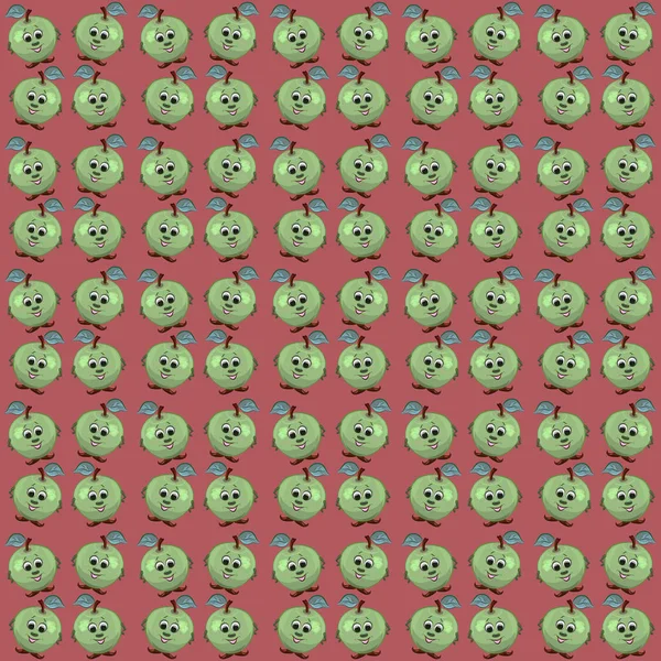 Seamless background with funny apples