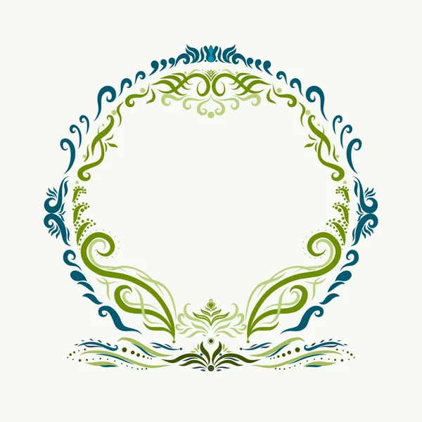 Round frame of blue and green curls, decor