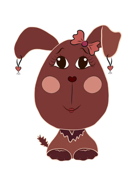 Little cute dog-girl with earrings and bow