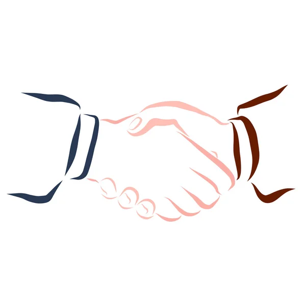 Two people shake hands, sketch, business or friendship