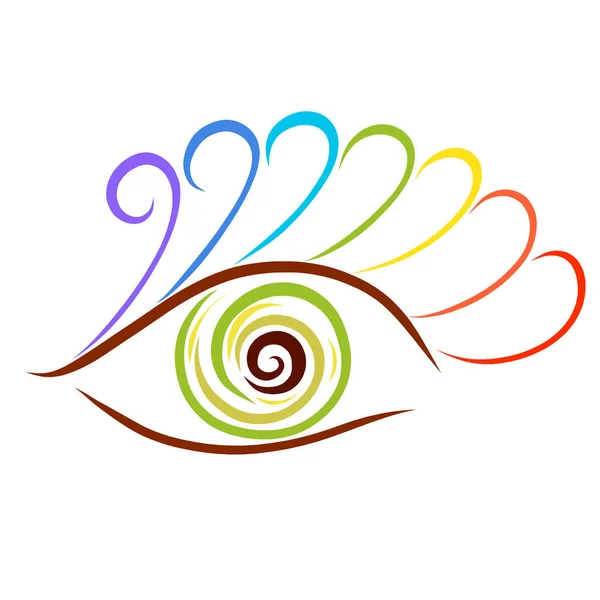 Eye with rainbow eyelashes, colorful creative pattern