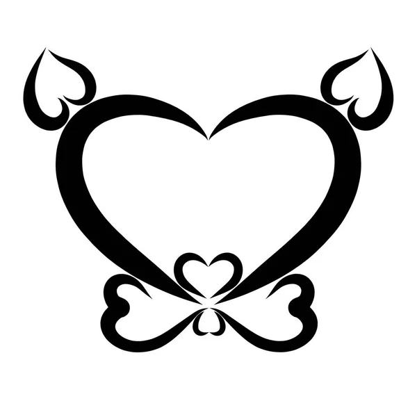 Cat head drawn from hearts, black outline