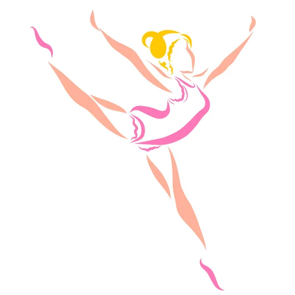 Ballet or artistic gymnastics, colorful sketch, cute slender lady