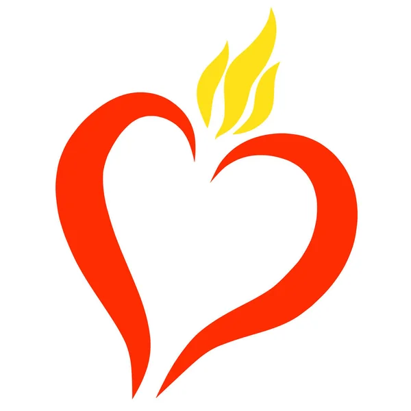 Red heart with yellow flame, colorful pattern