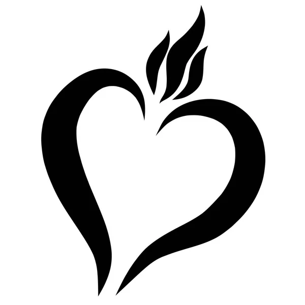 Heart and flame, love, good and faith, black pattern