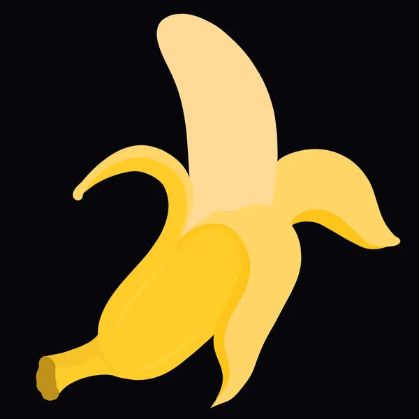 open ripe banana on black background, fruit