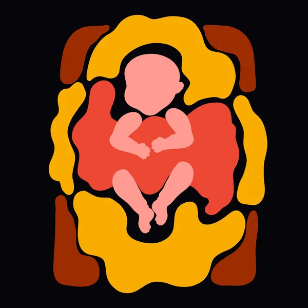 Newborn baby, Jesus Christ in the manger, colorful silhouette