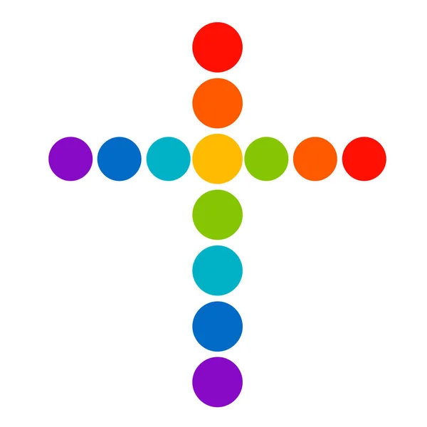 cross from the circles of the seven colors of the rainbow