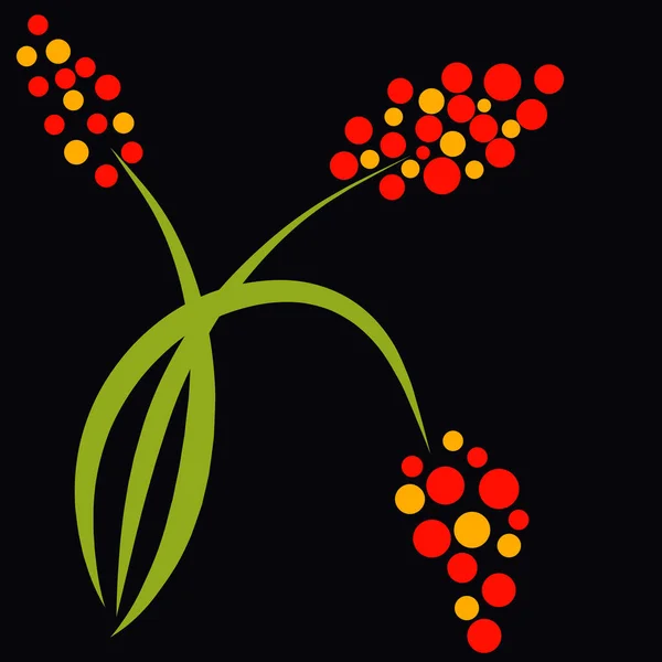 three wildflowers of red and yellow dots