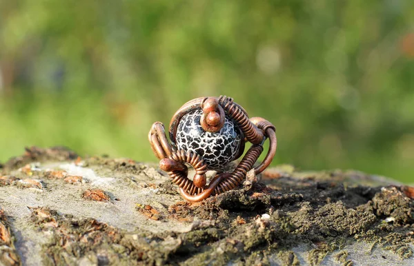 Hand gemaakte koperen ring met semiprecious Stone — Stockfoto