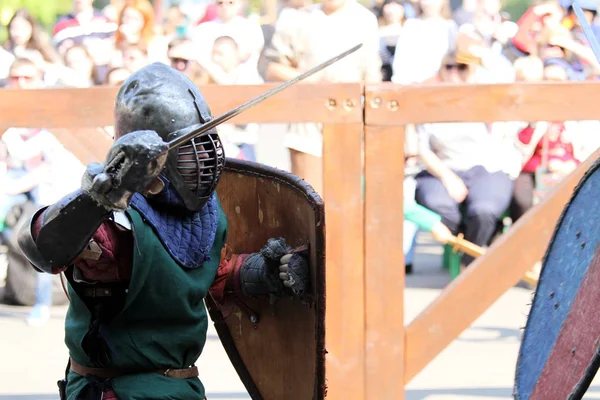 Brave Medieval knights in battle — Stock Photo, Image