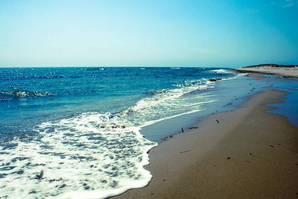 Пляж Берега Морський Пейзаж Барвисті Океану Мальовничі Хвилясті Води Піску — стокове фото