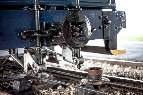 Weergave Van Tram Spoor Front End Tonen Reserveonderdelen Van Tram — Stockfoto