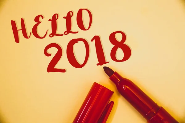 Textos Escritura Hola 2018 Concepto Significado Partir Nuevo Año Mensaje — Foto de Stock