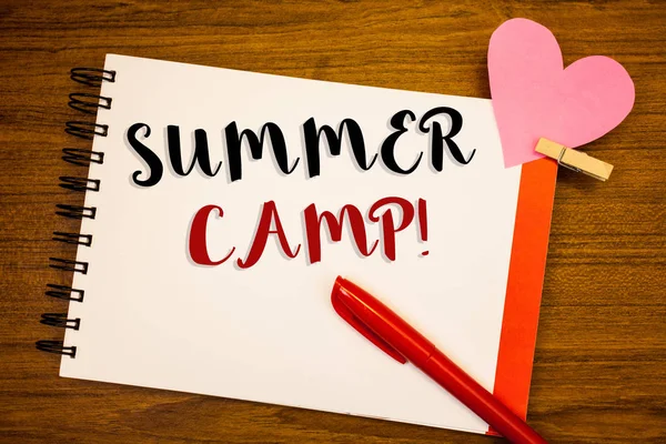 Ord Skriva Texter Summer Camp Motiverande Samtal Affärsidé För Plats — Stockfoto