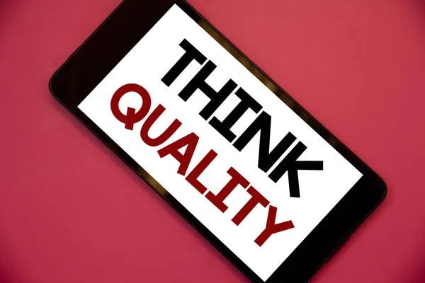 Note Écriture Montrant Think Quality Photo Affaires Montrant Penser Des — Photo