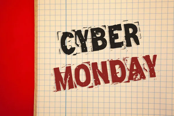 Palavras Escrevendo Textos Cyber Monday Conceito Negócio Para Vendas Especiais — Fotografia de Stock