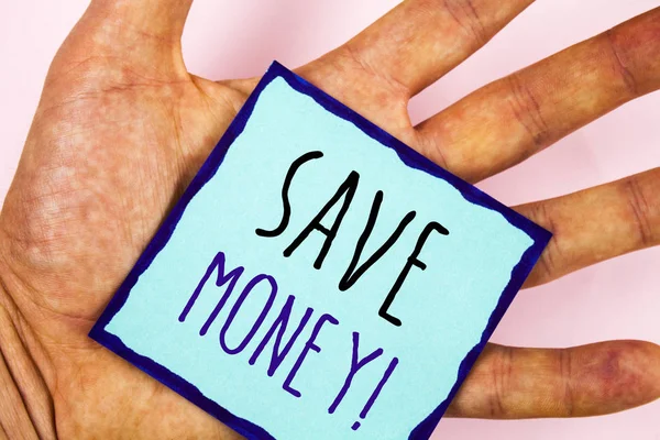 Text sign showing Save Money Motivational Call. Conceptual photo Reduce expenses Make a fund from earnings